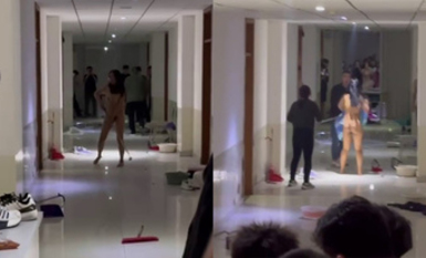 抖音大瓜 今日内蒙古集宁师范学院 一女大学生 在男宿舍楼里脱光衣服  全裸大闹打砸 多名老师都控制不住