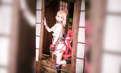 萌新推特00後露臉美少女▌白莉愛吃巧克力▌超美畫風Cos原神宵宮 可愛小蘿莉 三點全露又粉又嫩